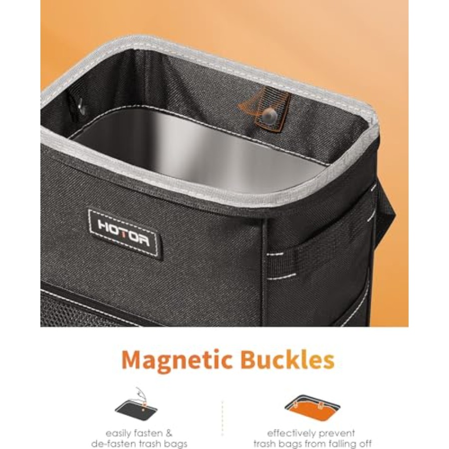 뚜껑과 수납 포켓이 있는 차량용 쓰레기통 - 100%  - Waterproof Car Trash Can With Lid 리뷰 및 가격