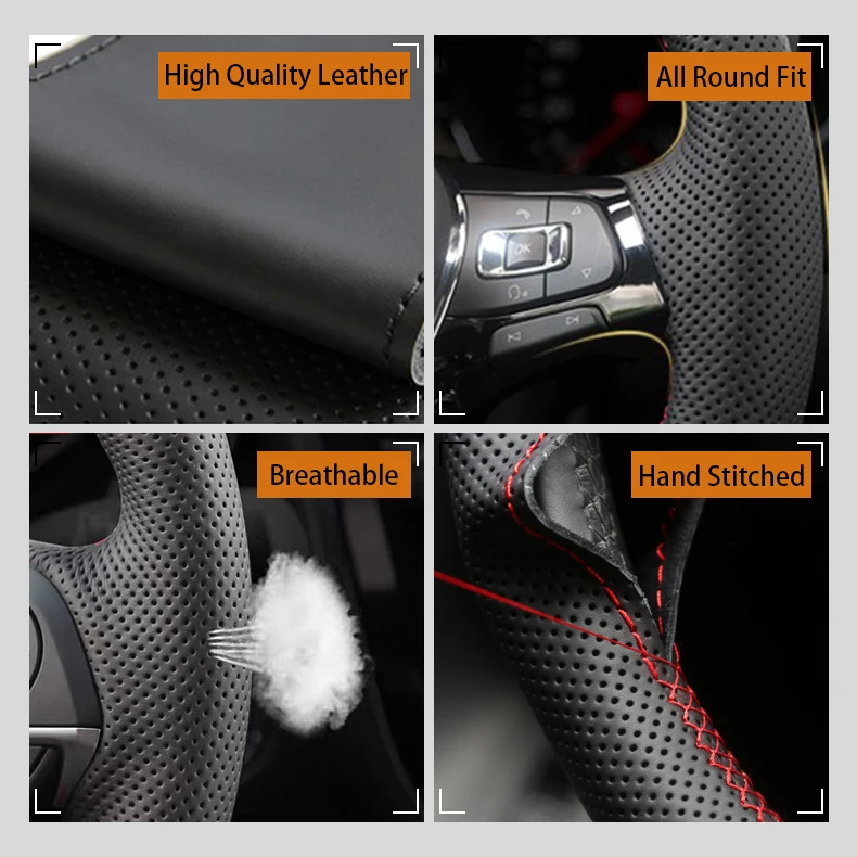 재규어 XFL XE XJL F-PACE XKR용 자동차 - Car Steering Wheel Cover Anti Slip Breathable 리뷰 및 가격