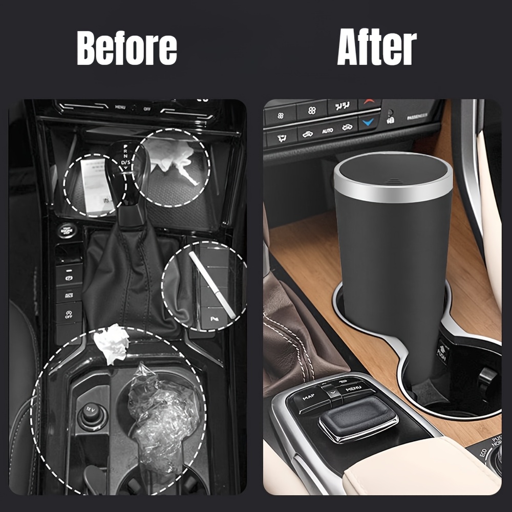 컴팩트한 누수 방지 미니 자동차 쓰레기통, 간편하게 열 - Waterproof Car Trash Can With Lid 리뷰 및 가격