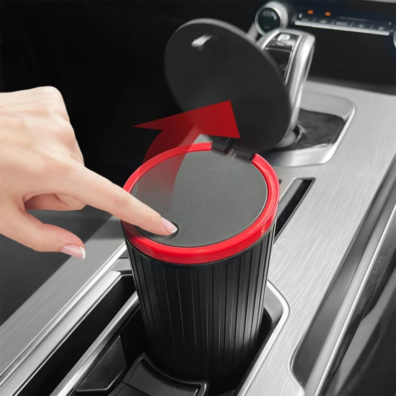 자동차 쓰레기통, 프레스 스위치 타입, 원형 뚜껑 보관 - Waterproof Car Trash Can With Lid 리뷰 및 가격