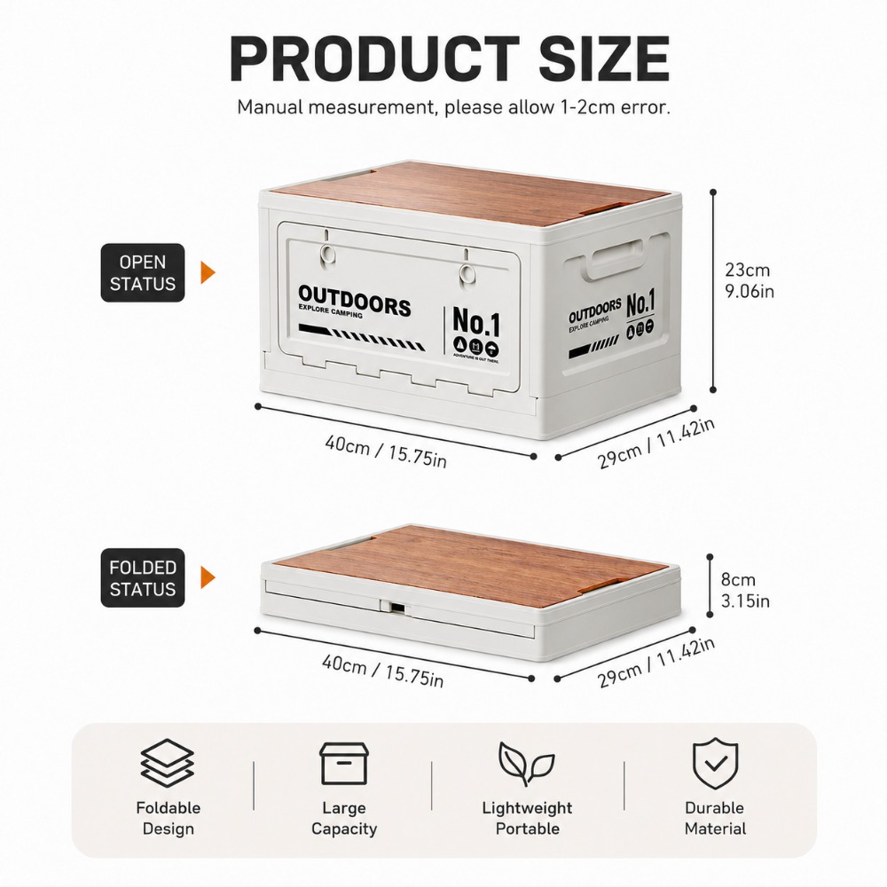 나무 뚜껑이 있는 캠핑 접이식 수납함, 26.7L 대용 - Car Trunk Organizer Foldable Storage Box 리뷰 및 가격