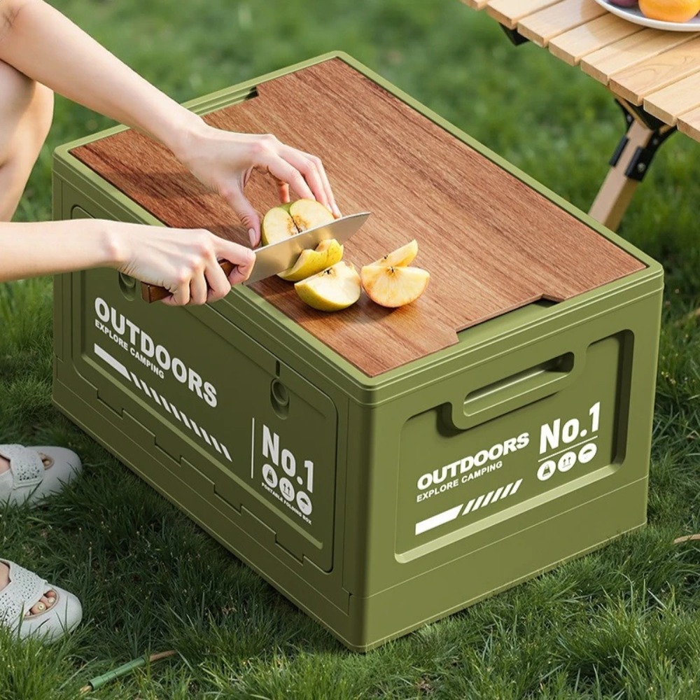 나무 뚜껑이 있는 캠핑 접이식 수납함, 26.7L 대용 - Car Trunk Organizer Foldable Storage Box 리뷰 및 가격